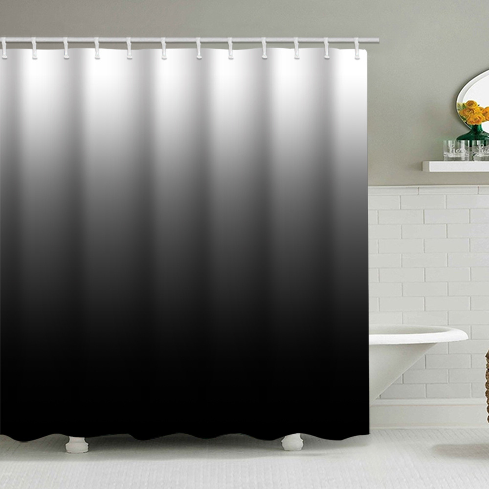 YL-38108 High-end Custom Gradient Pattern Shower Curtain Set, Polyester Waterproof with Hooks