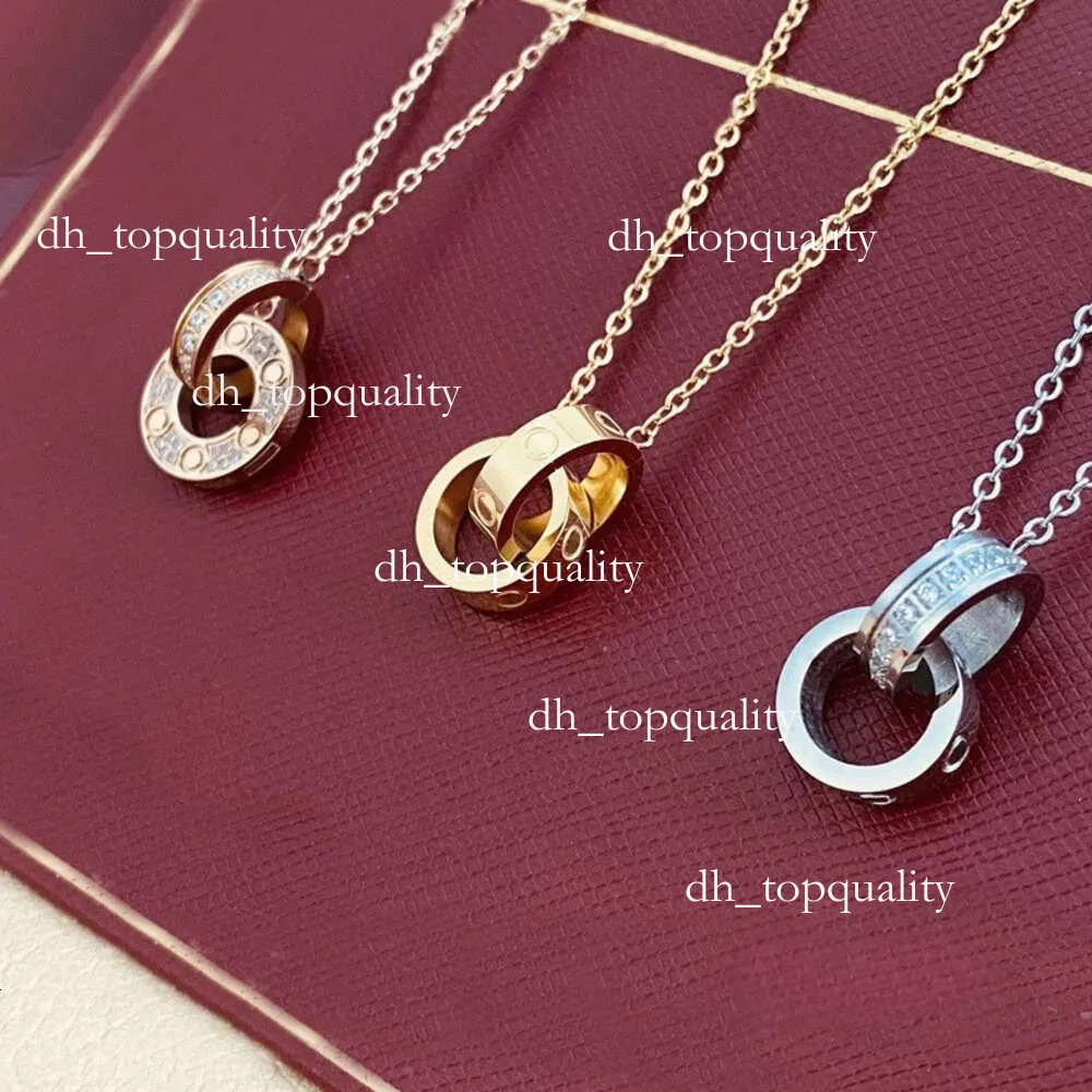 Gold Women Love Necklaces For Men Designer Jewellry 18K Rose Gold Silver Circular Diamond Stainless Steel Carter Jewelry Birthday Gift fe5