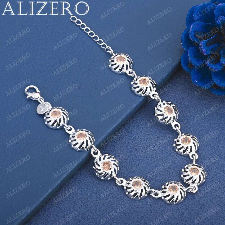 ALIZERO 925 Sterling Silver Orange Zircon Bracelets For Women Creativity Gifts Street All-match Party And Daily Wear