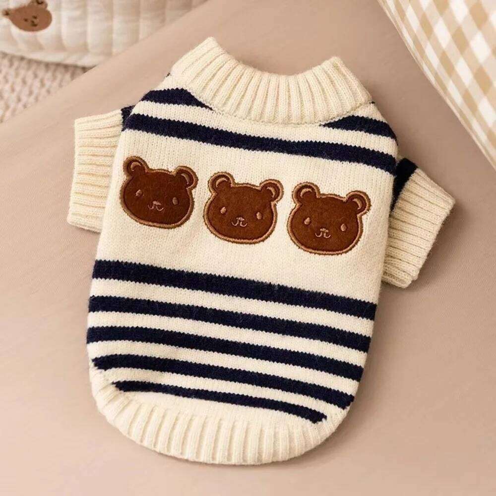 Fashion Striped Pattern Clothes Warm Knitted Pullover Dog Sweater Autumn Winter 26H0107