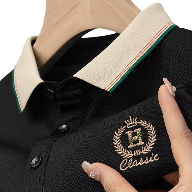 Luxury Brand Designer Clothes 2025 Summer New Men's Short Sleeve Pullover Shirt New Embroidered Youth Turn-Down Collar Shirt Plus Size Casual Bus