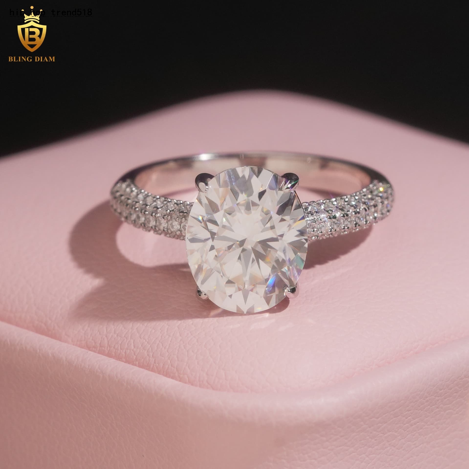 Fashion and Popular Style Oval Cut 911mm VVS Iced Out Moissanite Diamond Engagement Ring Women