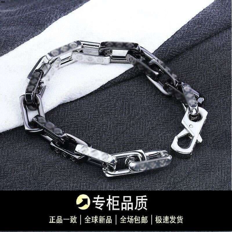 Lujia Bamboo Knot Cuban Black and White Letter Bracelet Hip Hop Patchwork Trendy Anti-Fade Lettered Hand Jewelry Gift for Boys