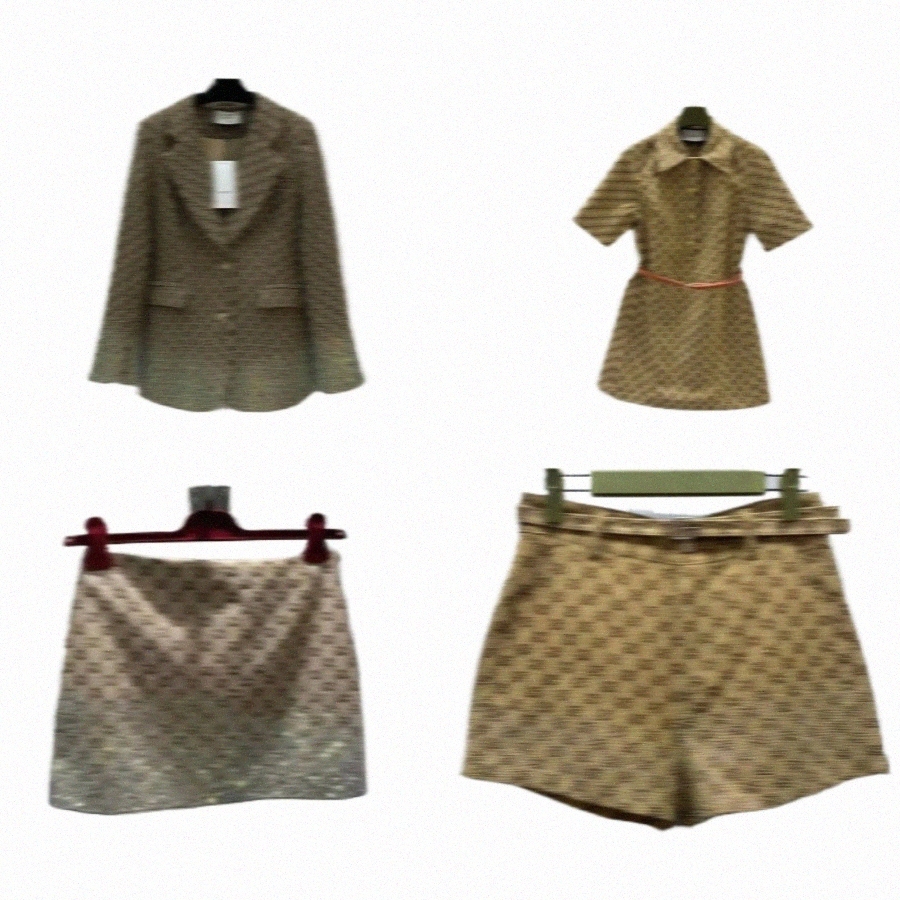 designer Womens Two Piece Pants Blazer Women Full Letter Jacket Fashion Luxury Skirt Casual Slim Shorts With Belt WomenVVnA#