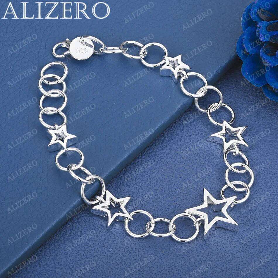 ALIZERO 925 Sterling Silver Stars Bracelet For Women Men Fashion Jewelry Party Trend Charm Accessories