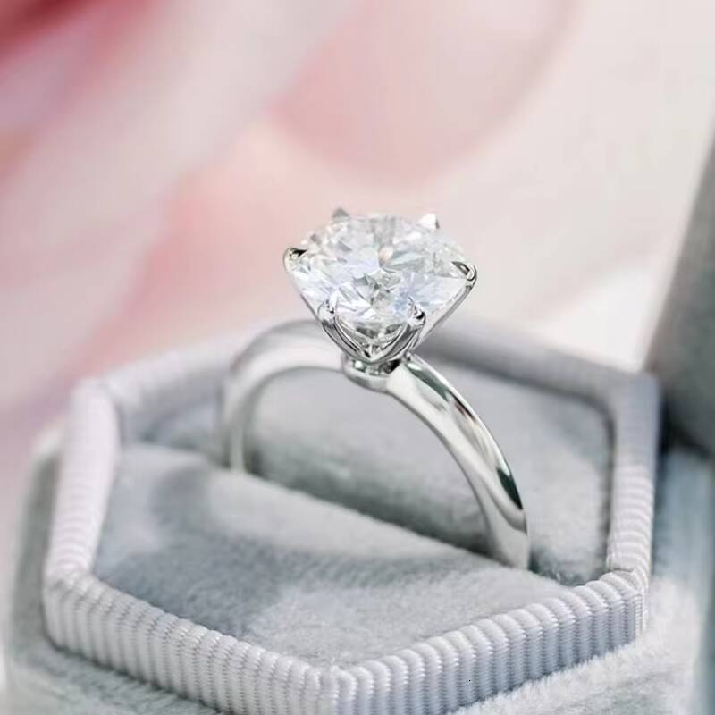 Classic Ring with IGI Certificate D/VVS Round Cut 1CT 2CT 3CT CVD/HPHT Lab Grown Diamond White Gold Engagement Wedding Ring