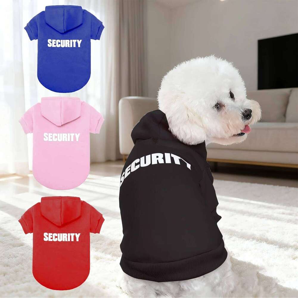 Security Printed Cozy Hoodies Puppy Sweater Cold Coats Pet Clothes Hooded for Dog Cat L-5XL Small Medium and Large Dogs 26H0107