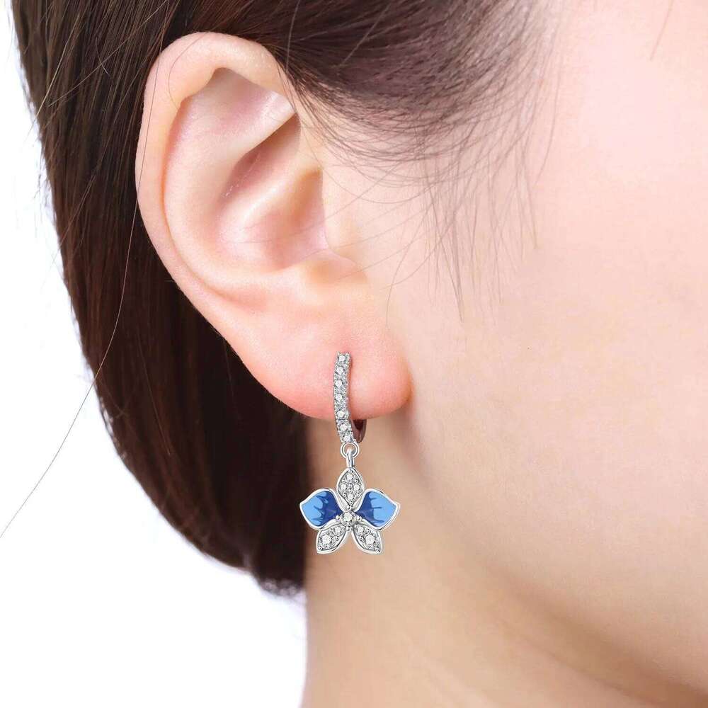 Orstarry 925 Sterling Silver Blue Butterfly Orchid Original Drop Earrings Jewelry Party Anniversary Trendy Gift