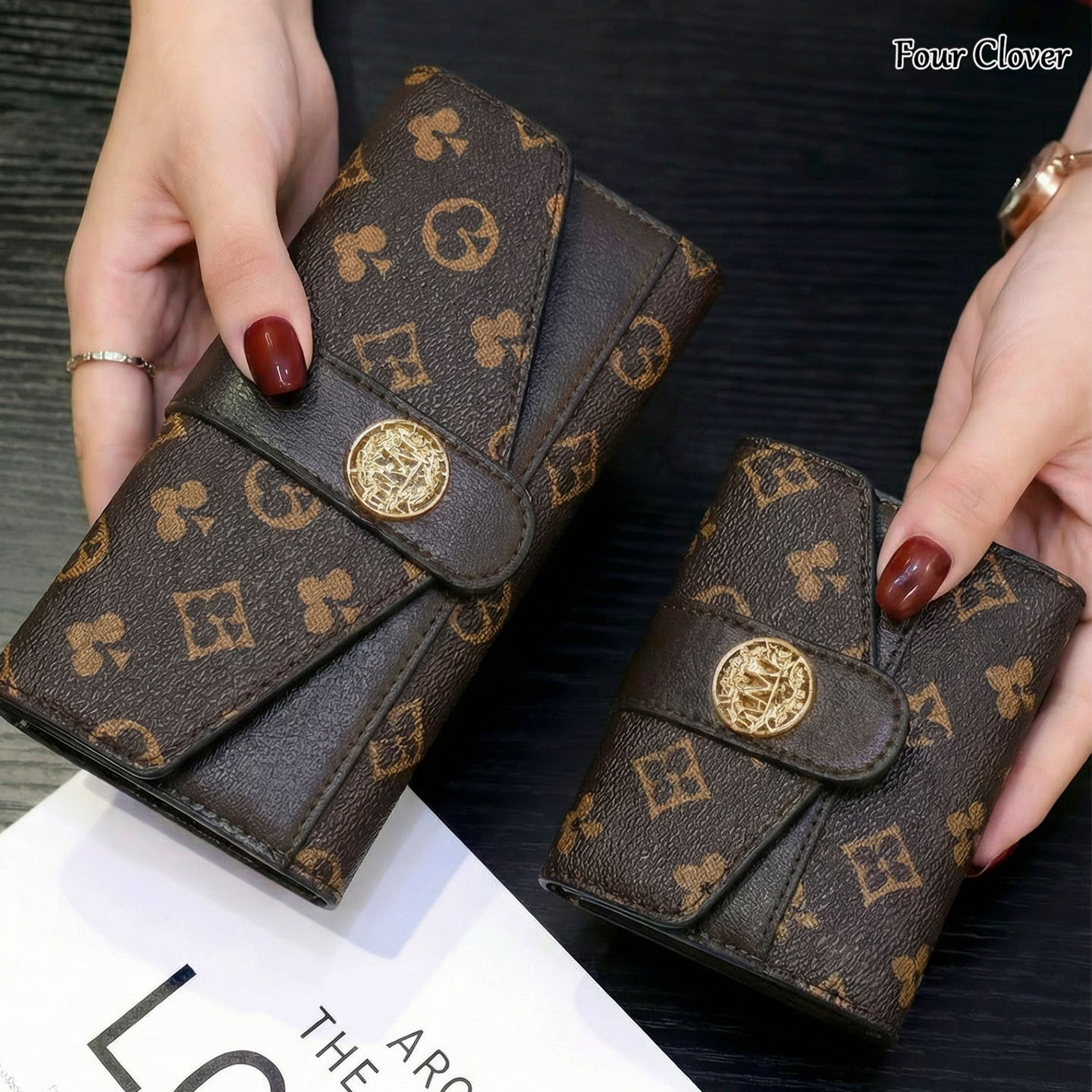 Luxury Women's Wallet New Three-Fold Multi-Card Slot Cardholder Large Capacity Billfold Multifunctional Coin Purse Ladies Long Wallet Men's Billfold Wallet