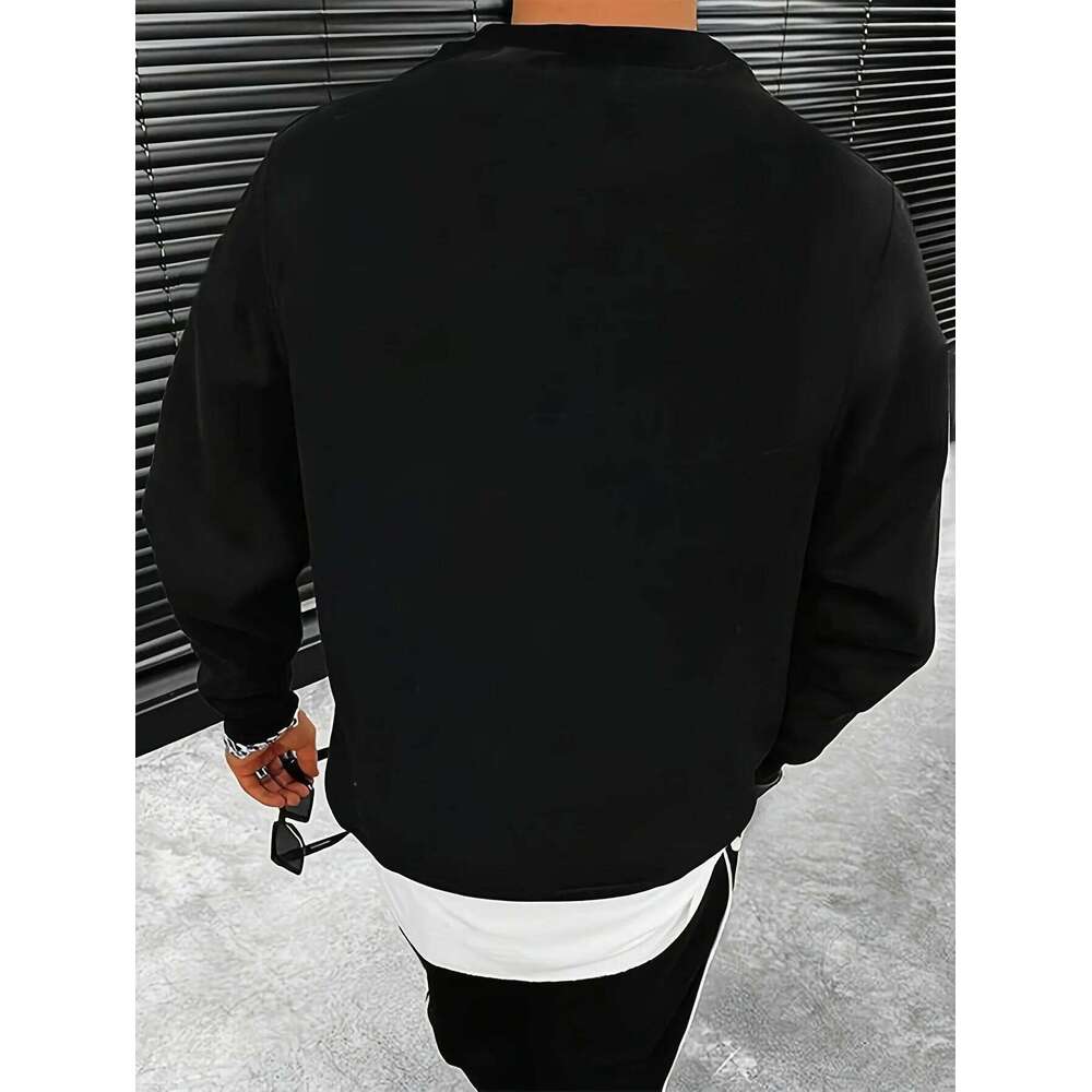 Men's autumn and winter fashionable casual loose astronaut planet graphic fleece long sleeved round neck sweatshirt X260107