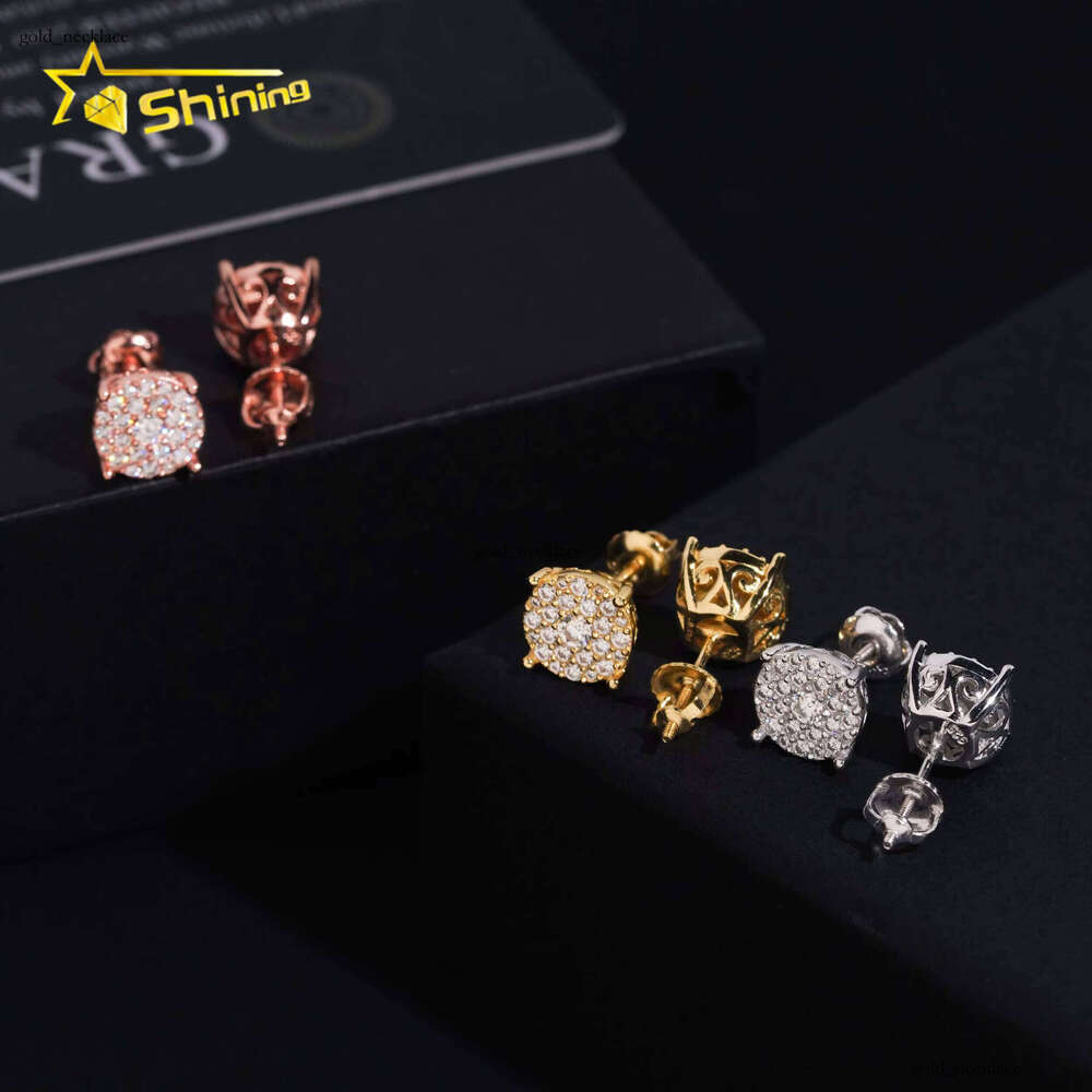 Fast Delivery Cheapest Price Round 8.8mm 925 Silver Gold Plated GRA VVS Moissanite Stud Earrings fashion Jewelry