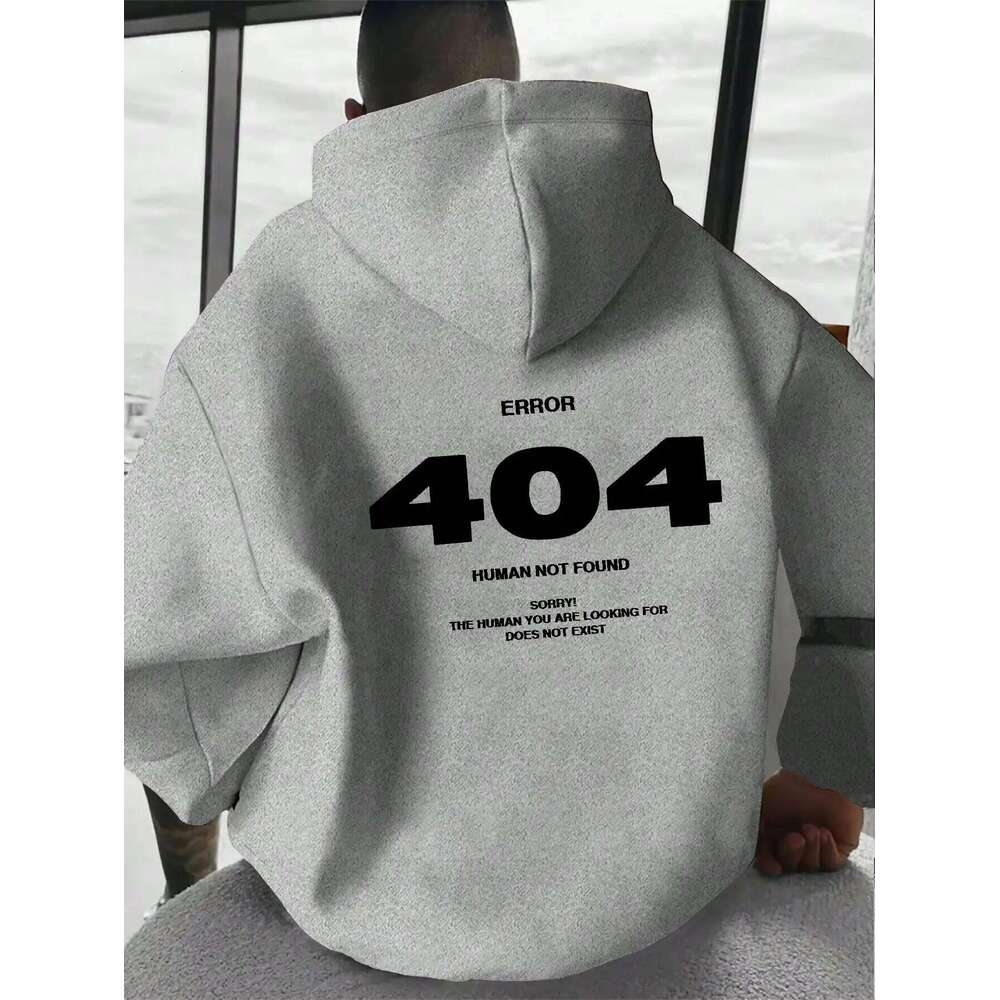 hip-hop Error 404 Human Not Found Men's with number print hoodie Sweatshirt XJ260107