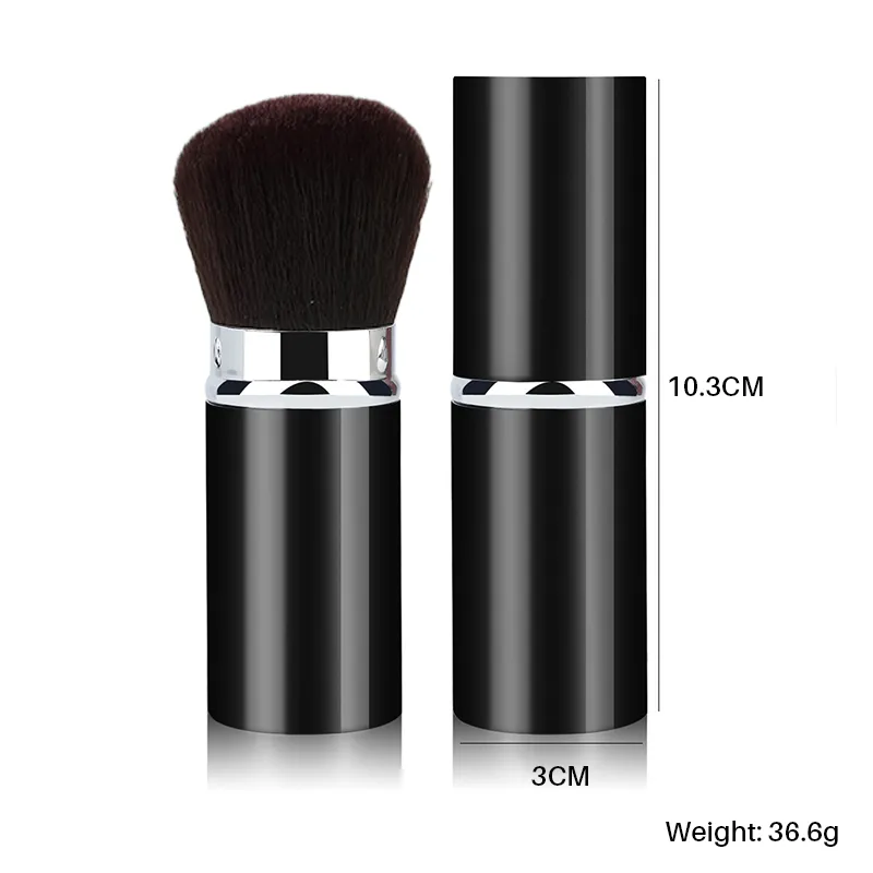 Easy to carry travel makeup brush, with shell, portable black cosmetics powder blusher paint, daily use