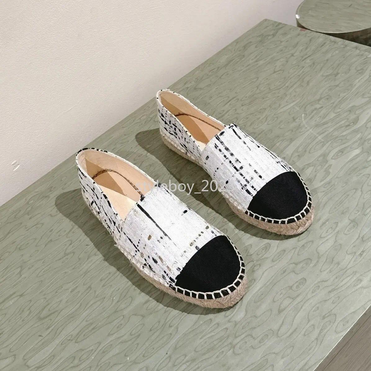 New Fashion Woven Espadrilles Top quality luxury designer women rope soled flat loafers Simple ladies summer slip on beach shoes Daily canvas shoes Factory footwear
