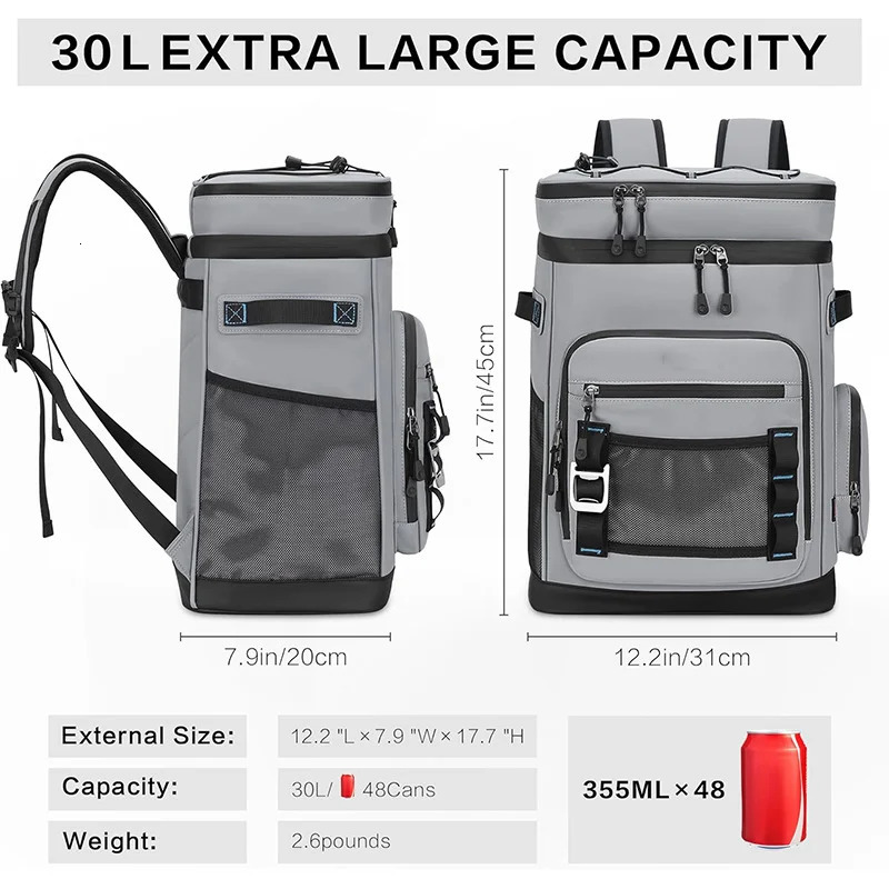 30L Waterproof Insulated Cooler Backpack for Men Women Leak Proof Cooler Rucksack for Camping Beach Fishing Picnic Travel Bag 260106