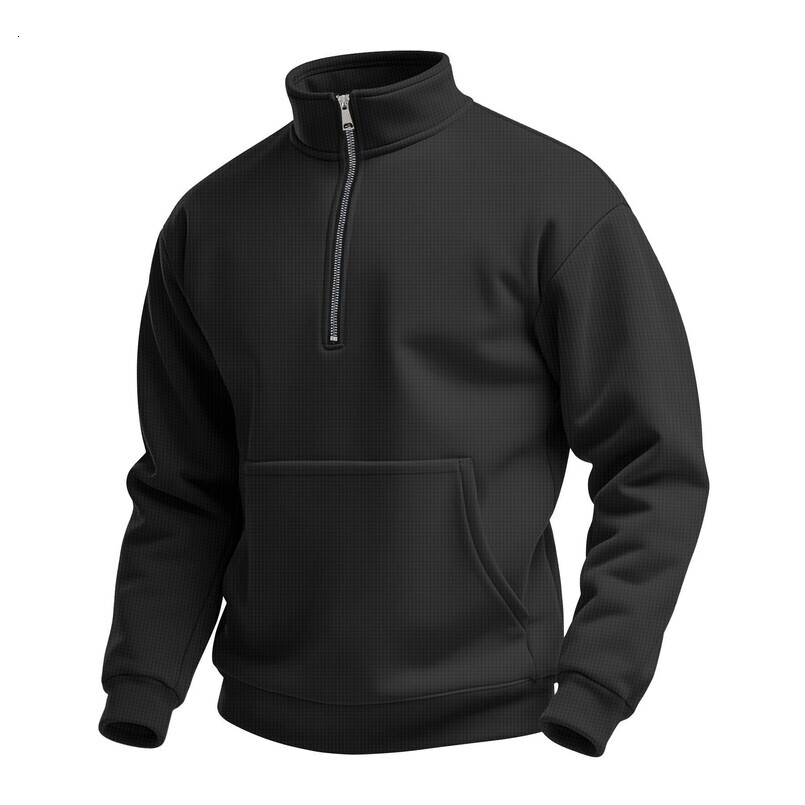 Customized Spring and Autumn Waffle Half-Zip Stand Collar Sweatshirt for Men, Men's Casual Base Shirt Pullover