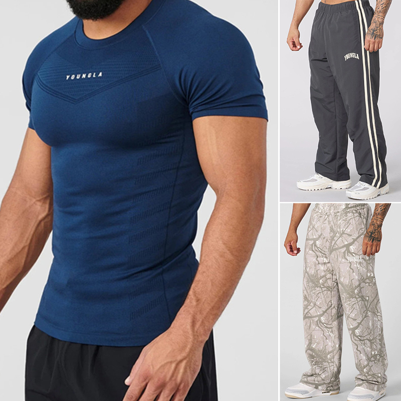 26 top Men's Pants New Release YOUNGLA Jogging pants Men's Sweatpants Loose Fit Straight Leg Gym Running Training Casual Trousers Men's T-Shirt Fitness Set set Yoga