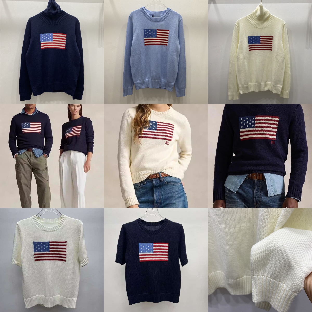 Designer Women Fashion Sweaters Ladies Knitted Sweater Jumpers American Flag Trendy Spring High End Comfortable Cotton Pullover Sweatshirt