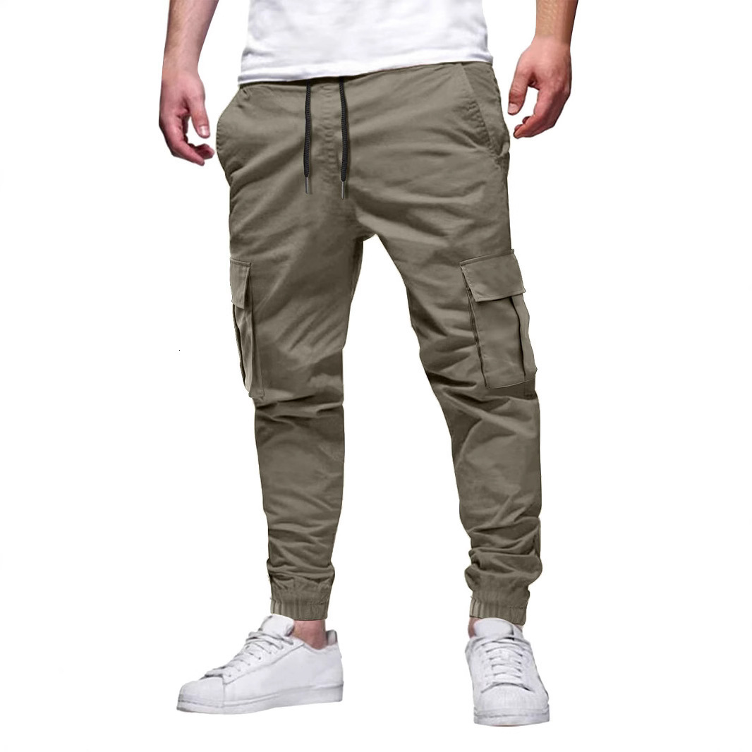New American Style 3D Patch Pocket Slim Fit Pants with Drawstring Elastic Sports Jogger Pants Casual Pants 241021