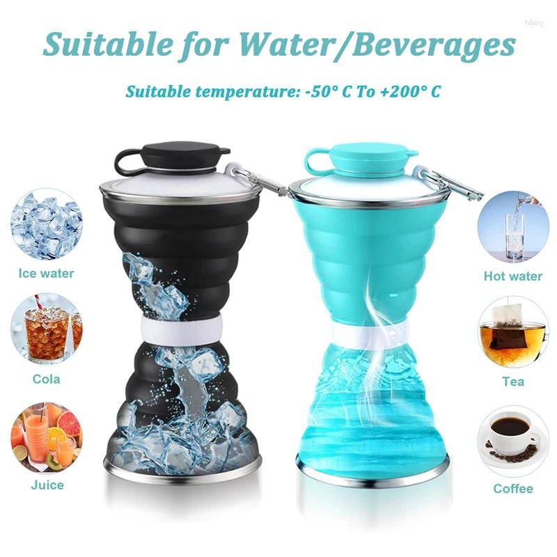 Water Bottles 500ML Foldable Silicone Bottle Cup Leak Proof Portable Sports Travel Reusable For Outdoor Gym Hiking Z260202