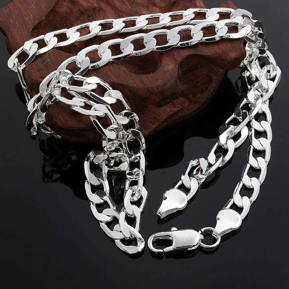 925 Sterling Silver Classic 8mm geometry Necklace chain for woman Men charm fashion wedding party Jewelry Holiday gifts