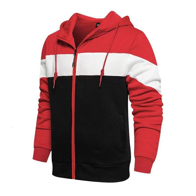 European Spring and Autumn Casual Cardigan Color Block Hooded Sweatshirt Jacket Men's Plus Size American Style Trendy Loose Fit - view 9