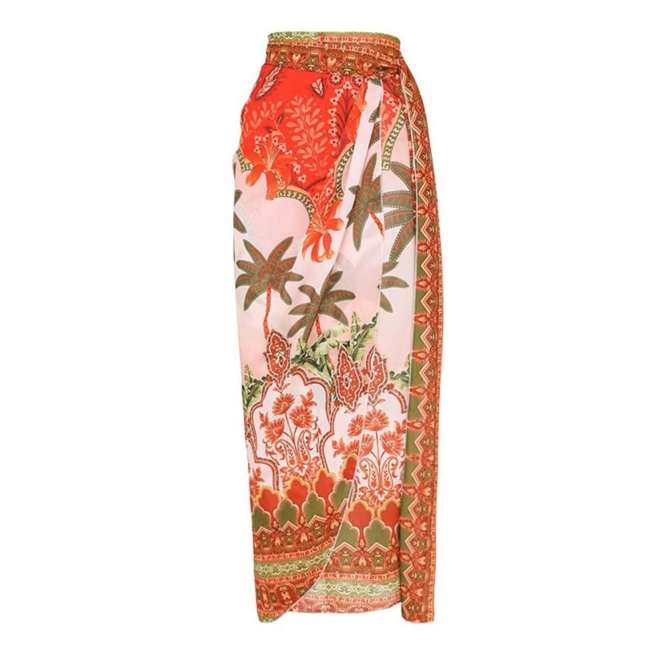 Coconut Tree Sexy Bikini One-Piece Swimsuit for Women One-Shoulder Backless Set Beachwear Push-Up Conservative Tummy Covering