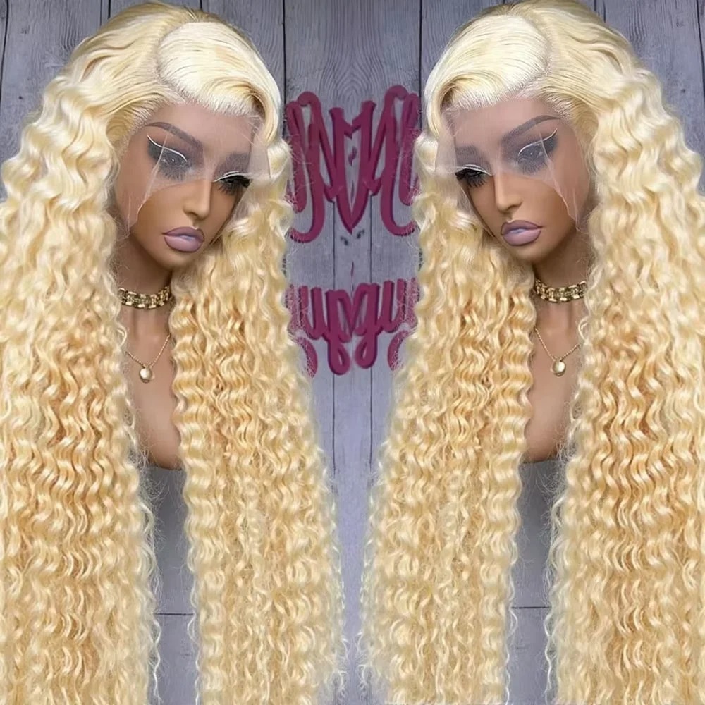 613 Hd Transparent Lace Front Wig Curly Human Hair Wigs 180 Density Blonde Wig 360 Full Lace Wigs for Women Glueless Lace Frontal Wigs
