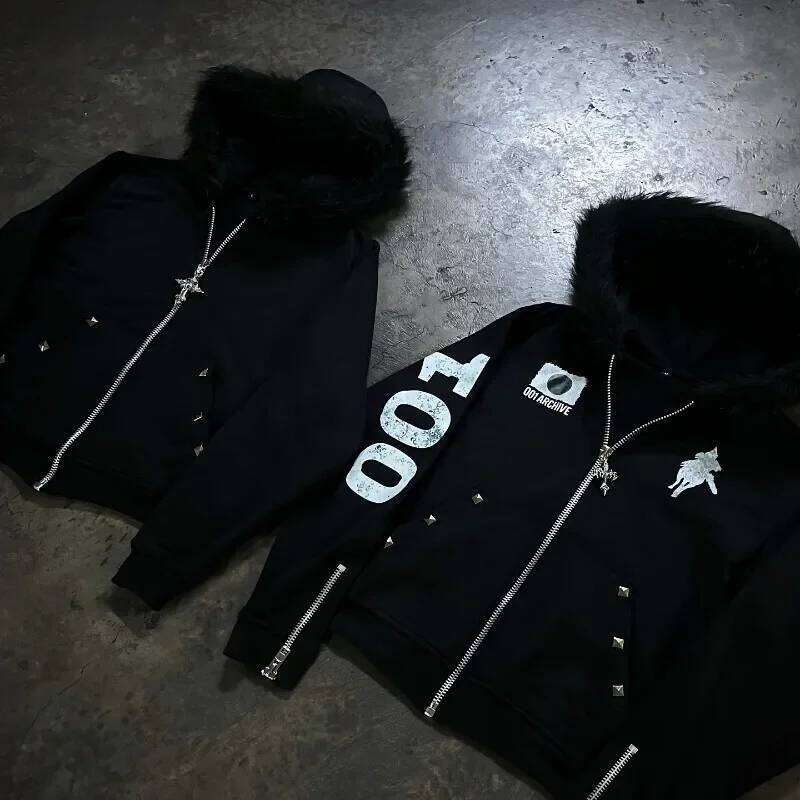 2026 American New Fashion Letter Printing Hooded Sweater Male Y2K Vintage Trend Casual Joker Gothic Hip Hop Couple Sweatshirt