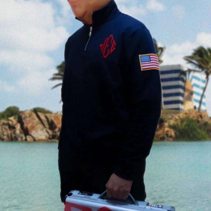 2 Pcs Outerwear Co-ords Y2K Retro Epstein Quarterzip Pullover Hoodie American Trend Zipneck Embroidery Streetwear Sweatshirt Set X260107