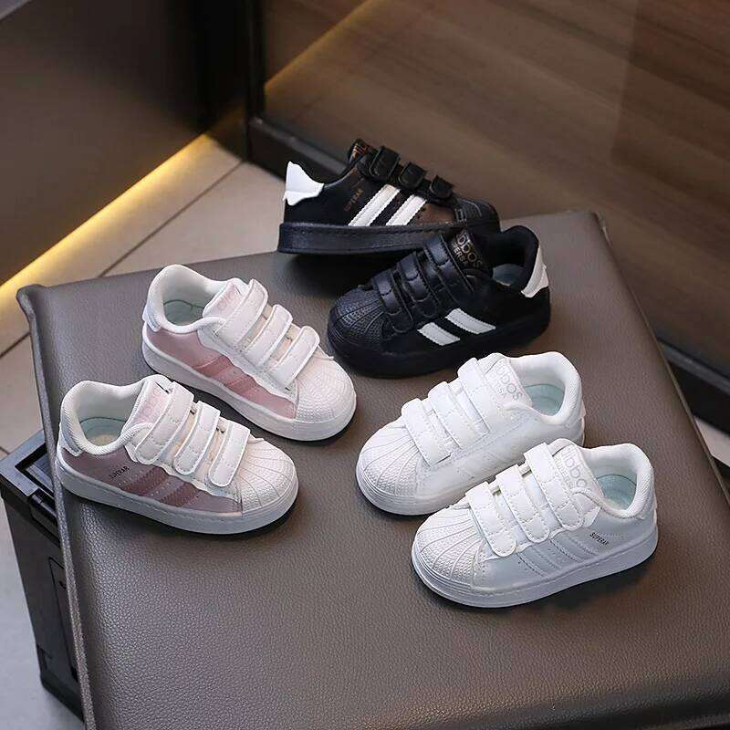 Children's Shell-Toe Sports Shoes New Outdoor Comfortable Soft White Casual Virtue Training Footwear for Kids 26D0107
