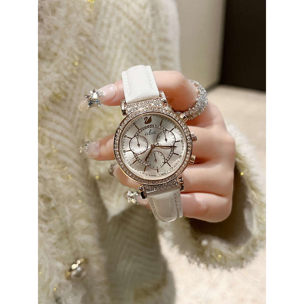 Fashion Swan Diamond-Studded Three-Eye Six-Needle Quartz dainty Watch for Women
