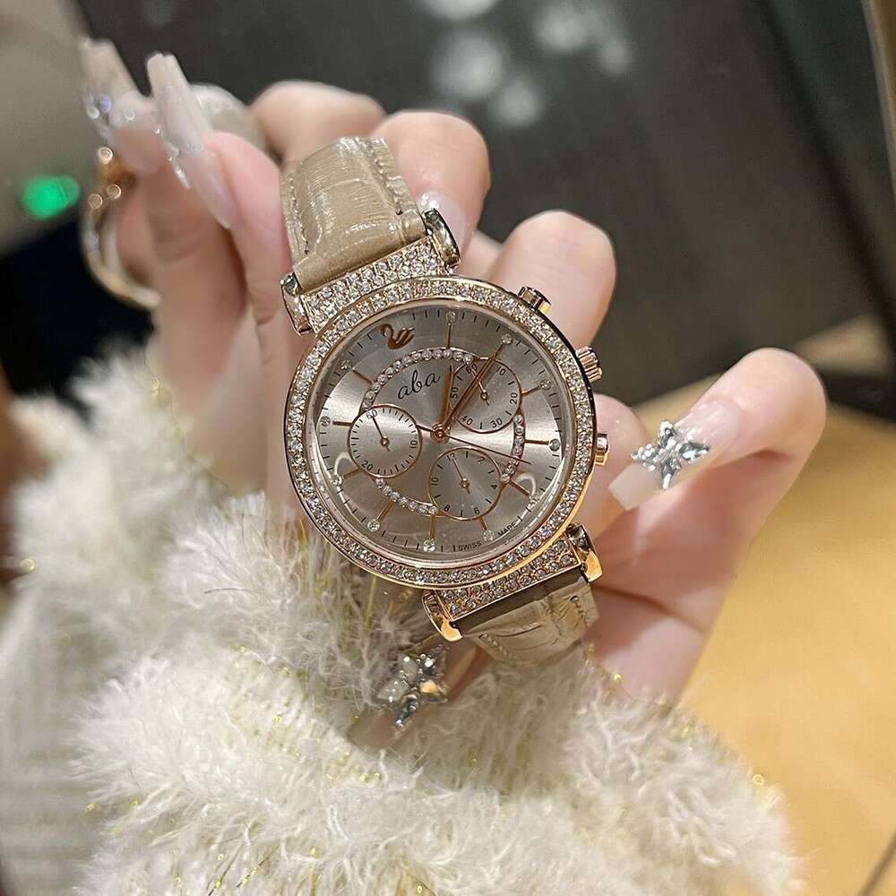 Fashion Swan Diamond-Studded Three-Eye Six-Needle Quartz dainty Watch for Women