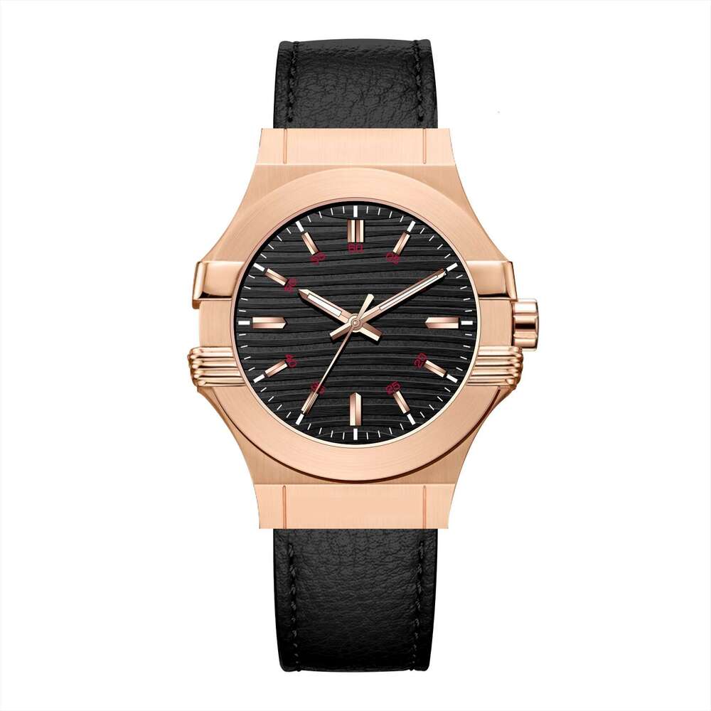 Men's quartz watch, genuine leather strap, waterproof, luminous, large dial