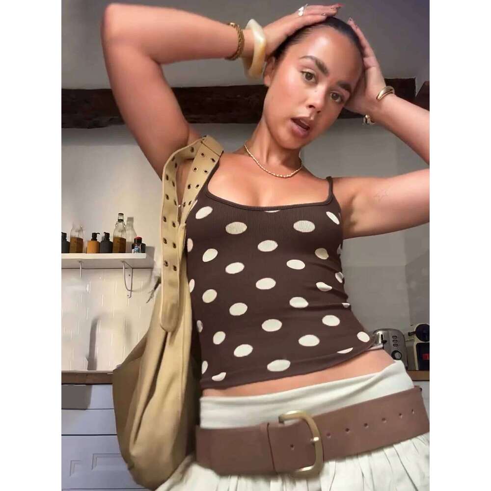 Dulzura Summer Fashion Sexy Backless Slim Polka Dot Crop Camisole Women'S Casual Versatile Party Club Street Style Y2K Clothes