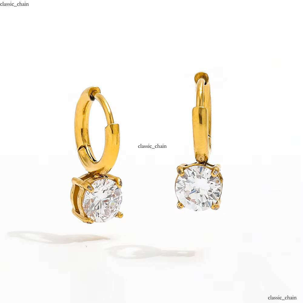 High-end PVD 18k Gold Plated Exquisite Small Elegant VVS Moissanite Waterproof VVS Moissaniteia Huggie Sterling Silver Hoop Earrings
