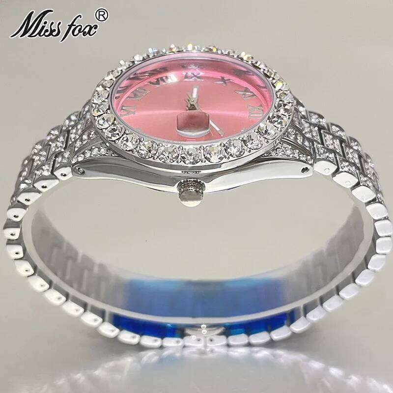 MISSFOX Pink Women Watches Luxury Small Face Elegant Quartz Watch For Ladies Icy Look Party Jewelry Mini Babe So Cute Arm Clock 26H0107