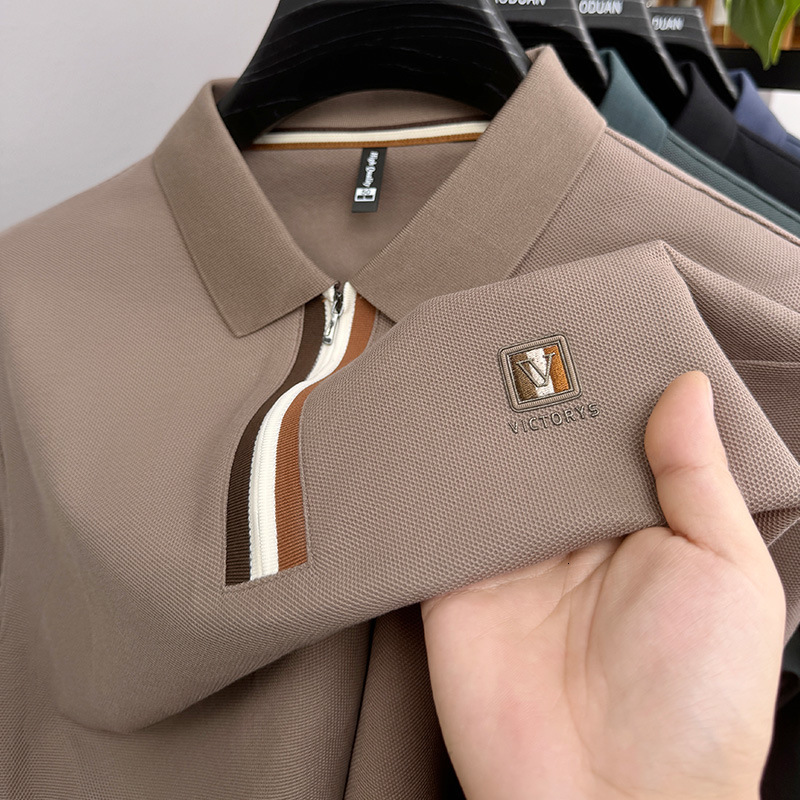 Luxury Brand Designer Clothes High-End Paul Men's Short-Sleeve T-Shirt Half-Zip Turn-Down Collar Polo Shirt Summer New Trendy Casual Versatile To