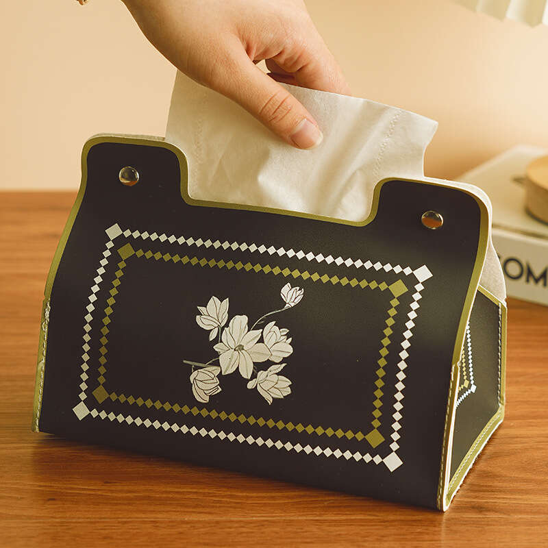 Creative Ins Flower Car Desktop Bedroom & Living Room Bathroom Waterproof Leather Tissue Box
