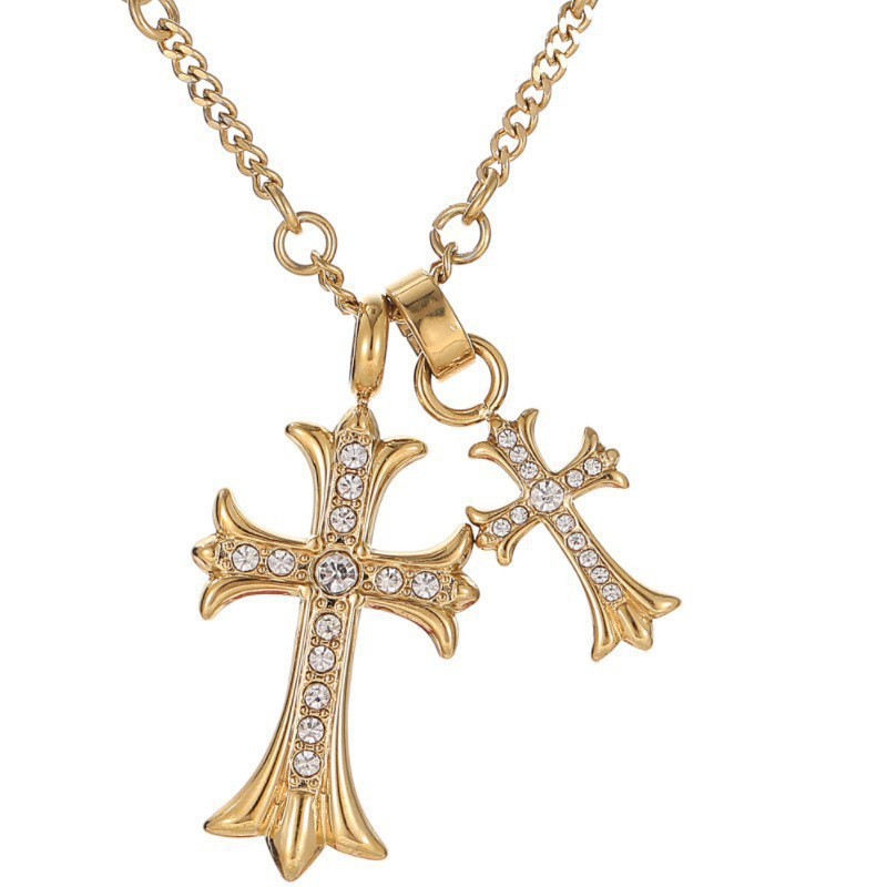 Jewellery Necklace Designer Luxury Stainless Steel Waterproof Chrome Plated Classic Cross Pendant for Wedding and Special Occasion Gift High Quality