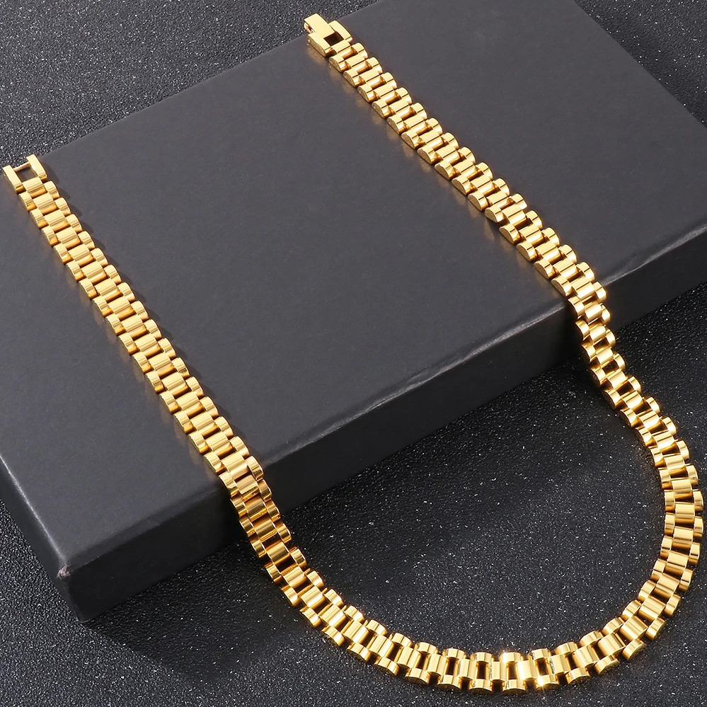 Waterproof Stainless Steel Watch Strap Chain Necklace for Men Women 10MM Width 3/5 Layer 45/50/55/60CM Long Choker Necklaces Man 251230