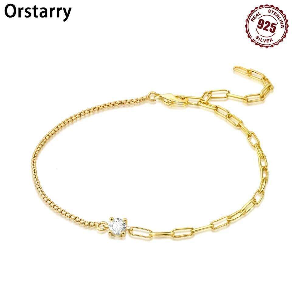 Orstarry S925 Sterling Silver Summer Minimalist Asymmetrical Chain Anklets Women Lady Ankle Bracelet Prom Foot Party Jewelry