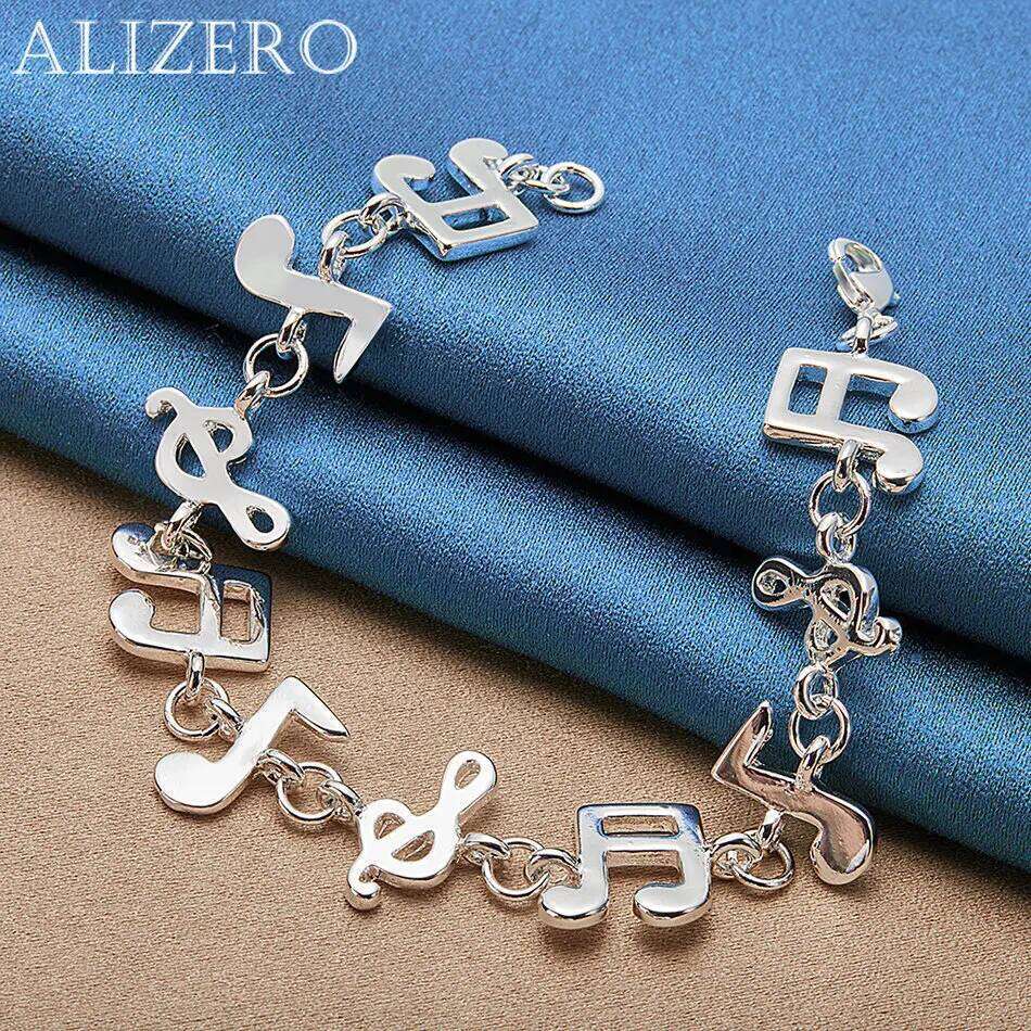 ALIZERO 925 Sterling Silver Musical Note Bracelet For Women Fashion Elegant Accessories Jewelry Christmas Gifts