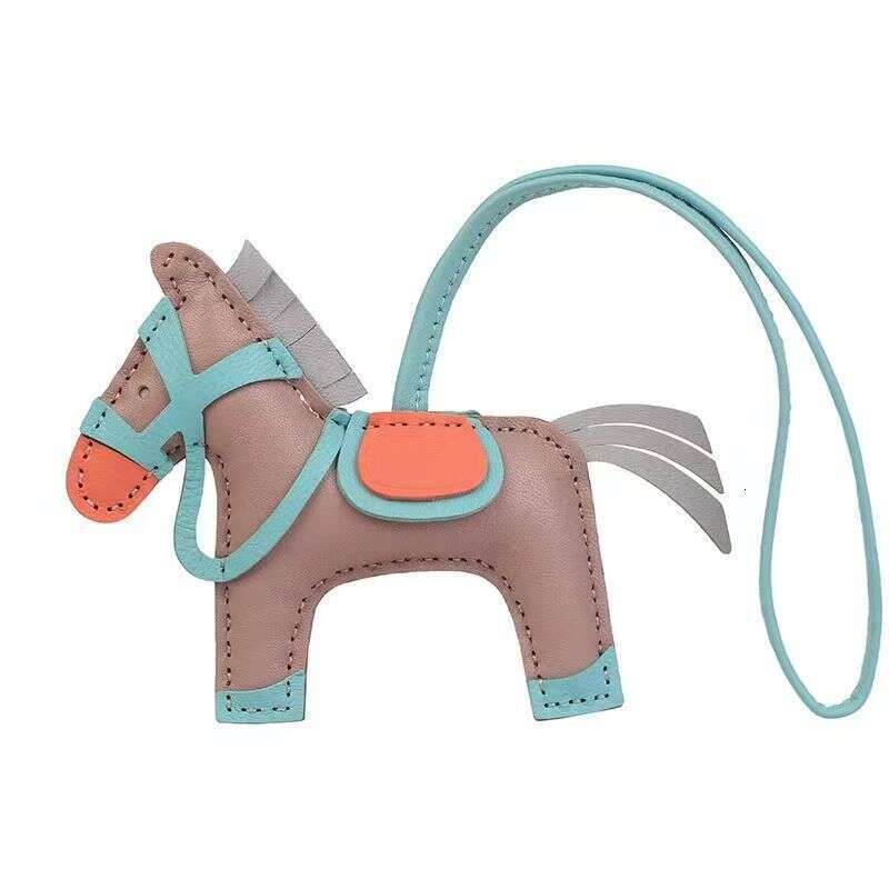 Charm designer charms pony Car Accessory Genuine Horse Leather Bag Keychain Pony Pendant New Handmade Sheepskin pendant gift