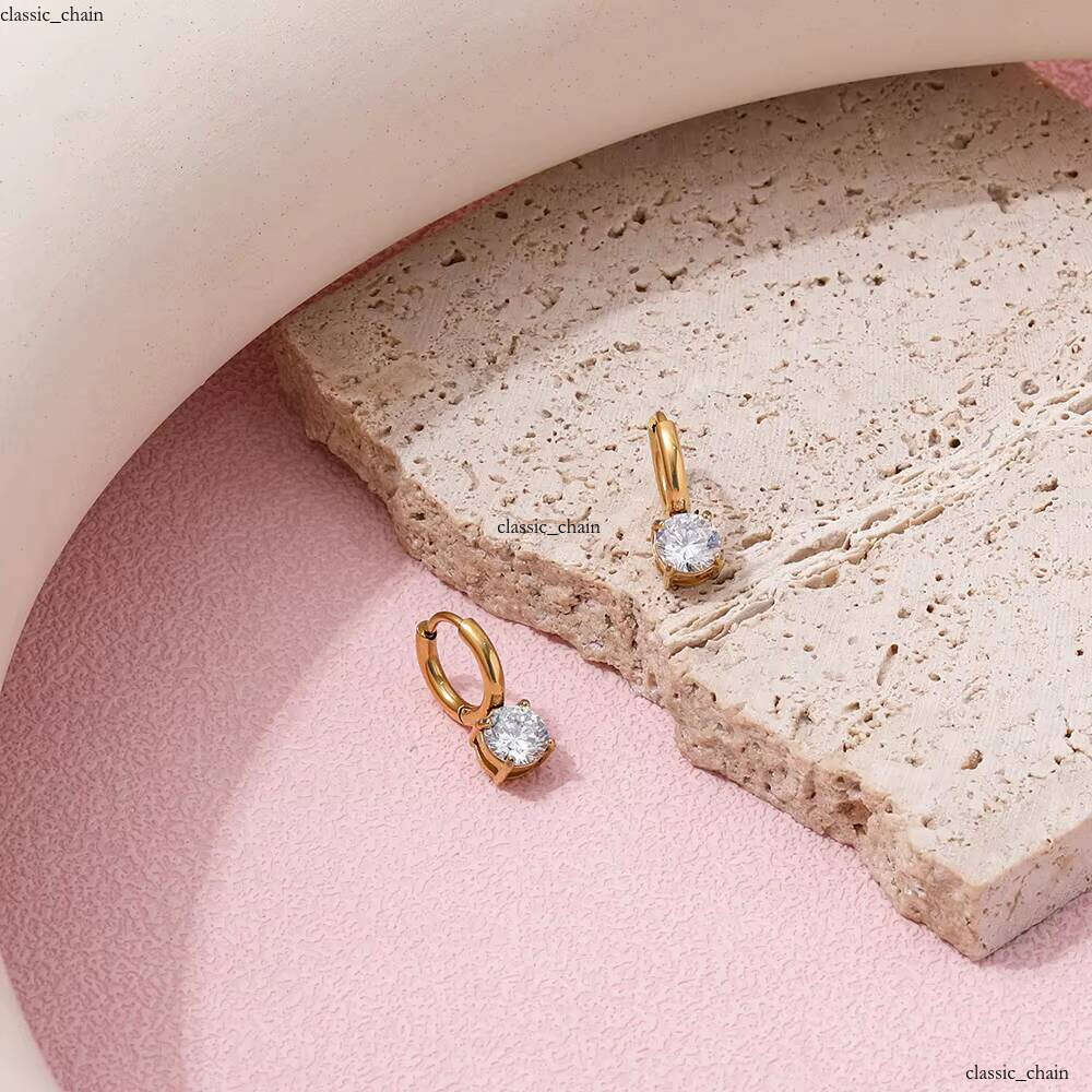 High-end PVD 18k Gold Plated Exquisite Small Elegant VVS Moissanite Waterproof VVS Moissaniteia Huggie Sterling Silver Hoop Earrings