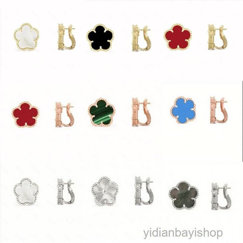designer clover vanly cleef earring Four Leaf Clover Earrings Classic Single Flower Mother Shell with 18k Gold Designer