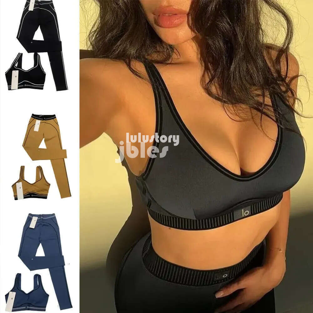 NEW Alonessities women sweat Sets Sports pants sweatshirt Bra Leggingss l Alonessities jackets White Striped Pants Alonessities Set men Women's Fiess Gym
