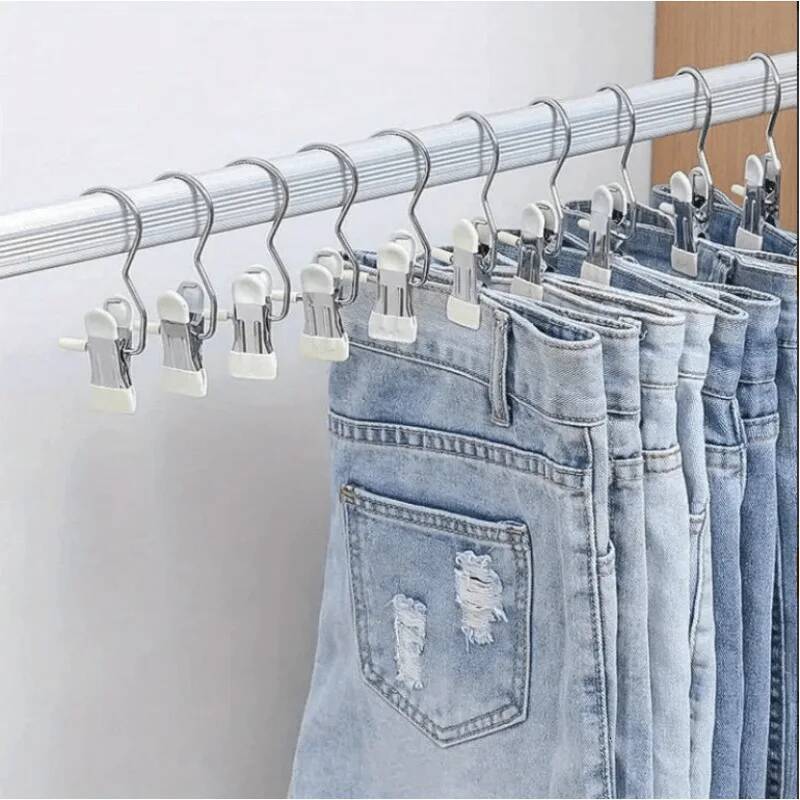 Premium Stainless Steel Clothes Pegs with Hooks - Space-Saving Laundry Hangers for Pants, Towels & Closet Organization - view 3