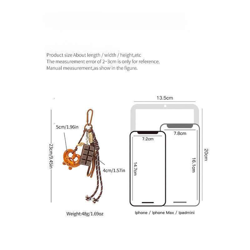 DHpet_wholesale 2025 Ins Style Bag Charm Set, Miu-Inspired Bread & Chocolate Keychains, 4 Piece Fashion Keyring Accessories for Bags