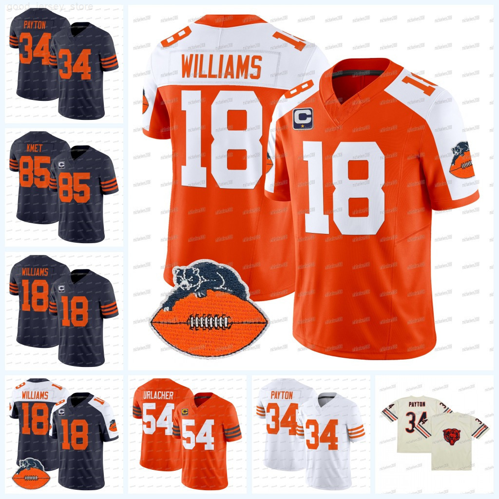 18 Williams BEAR 2024-25 Fotball Jersey Jerseys Rome Odunze DJ Moore Jaquan Brisker Darnell Wright Cole Kmet Devin Hester Walter Payton Montez Sweat Keenan Allen